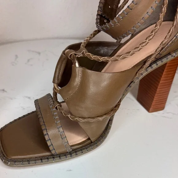 Ulla Johnson Leather Sandals Whipstitch Trim Multi Strap Ankle‎ - 40 / 9.5-10 - Picture 7 of 16